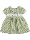 seersucker checks dress with smock