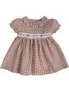 vestito a quadretti goffrati con smock 