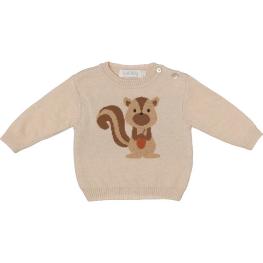 pullover in lana/cashmere con jacquard scoiattolo