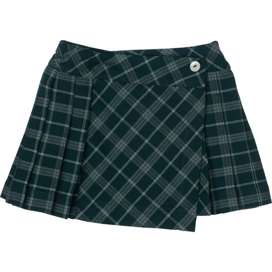 gonna in tartan assimetrica con pieghe 