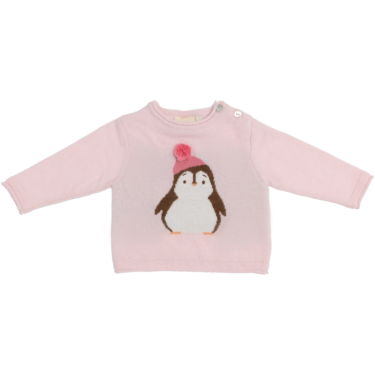 pullover in lana/cashmere con intarsio pinguino 