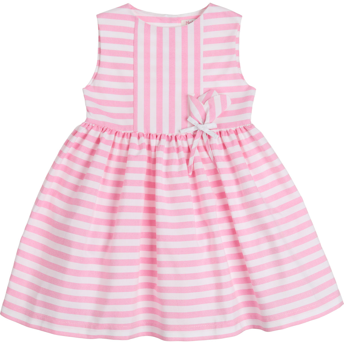 stripy cotton dress with detachable tulip