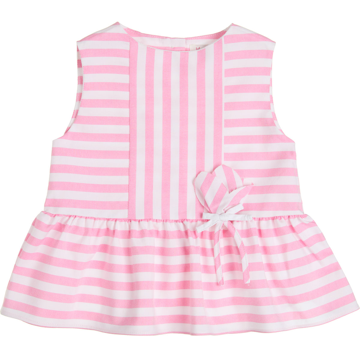stripy cotton sleeveless shirt with detachable tulip