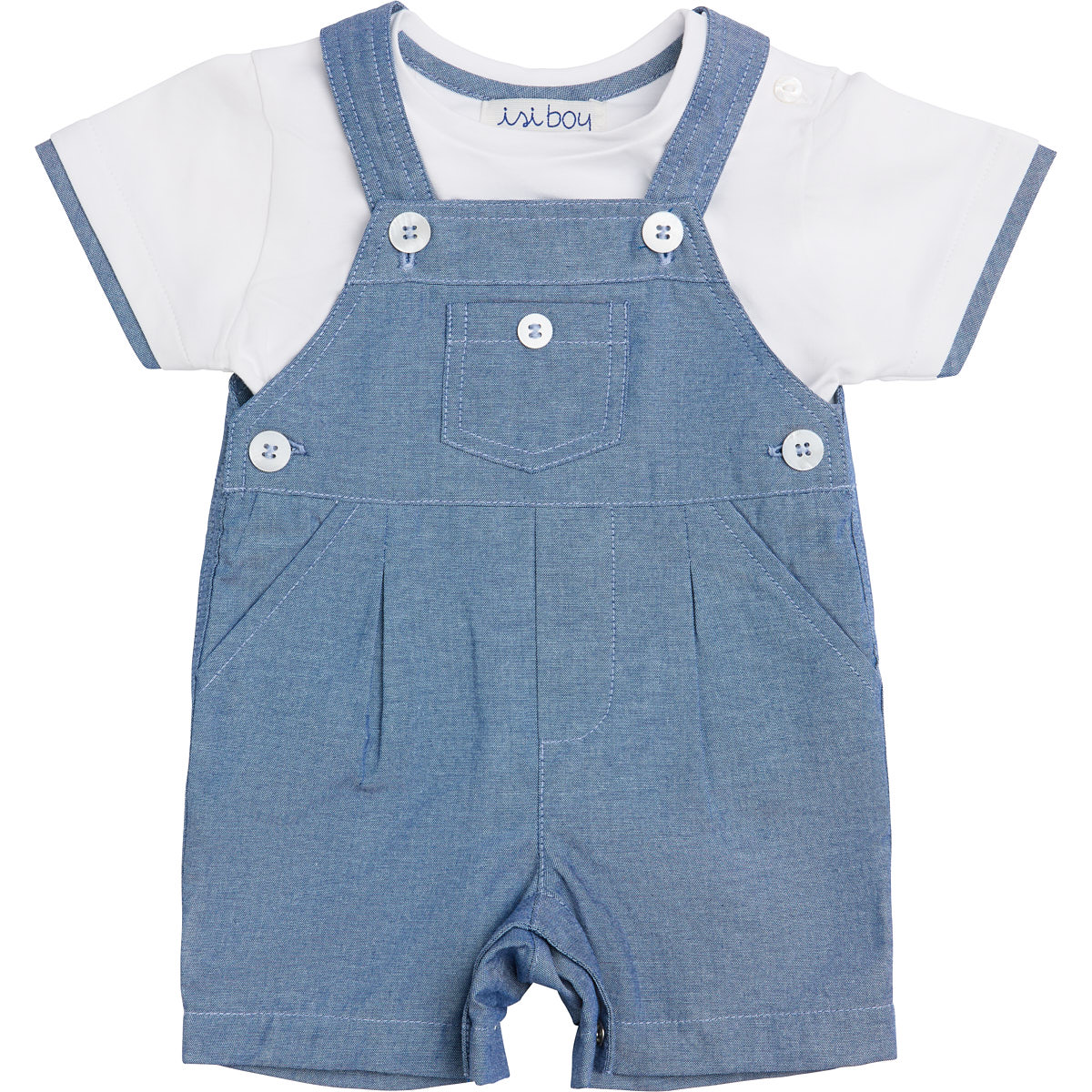 boy set - jersey T-shirt and cotton canvas dungarees