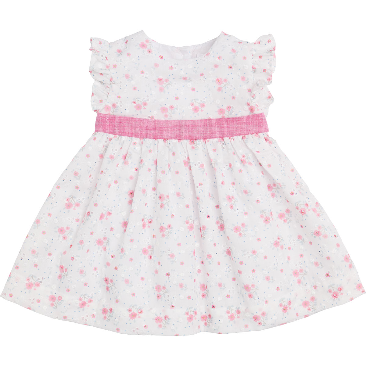 eyelet printed fabric dress