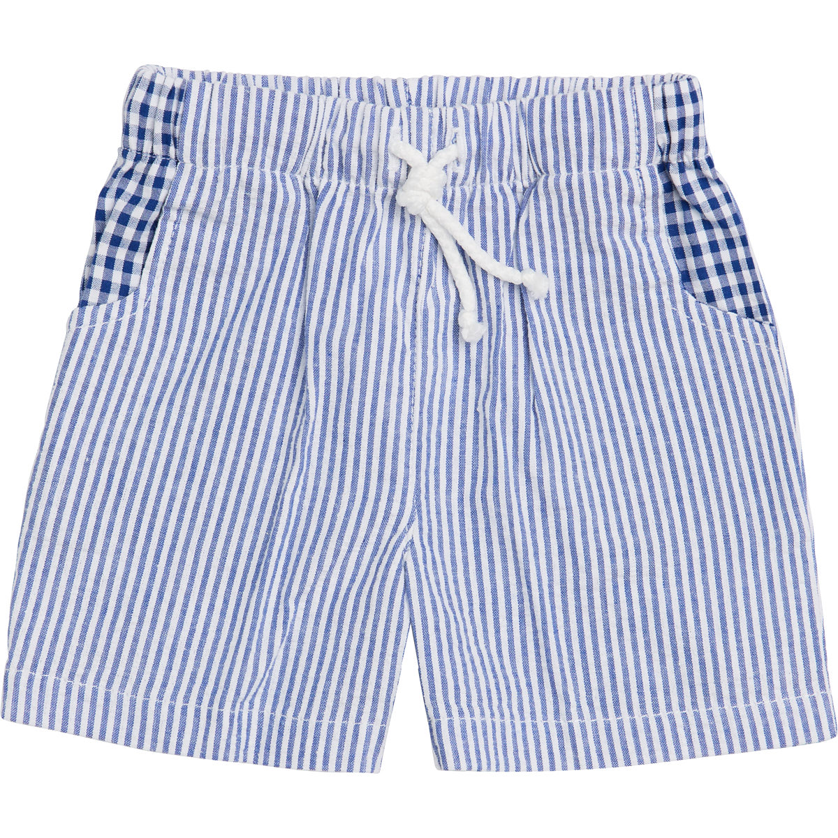 seersucker stripes boy swimsuit with seersucker checks finishings