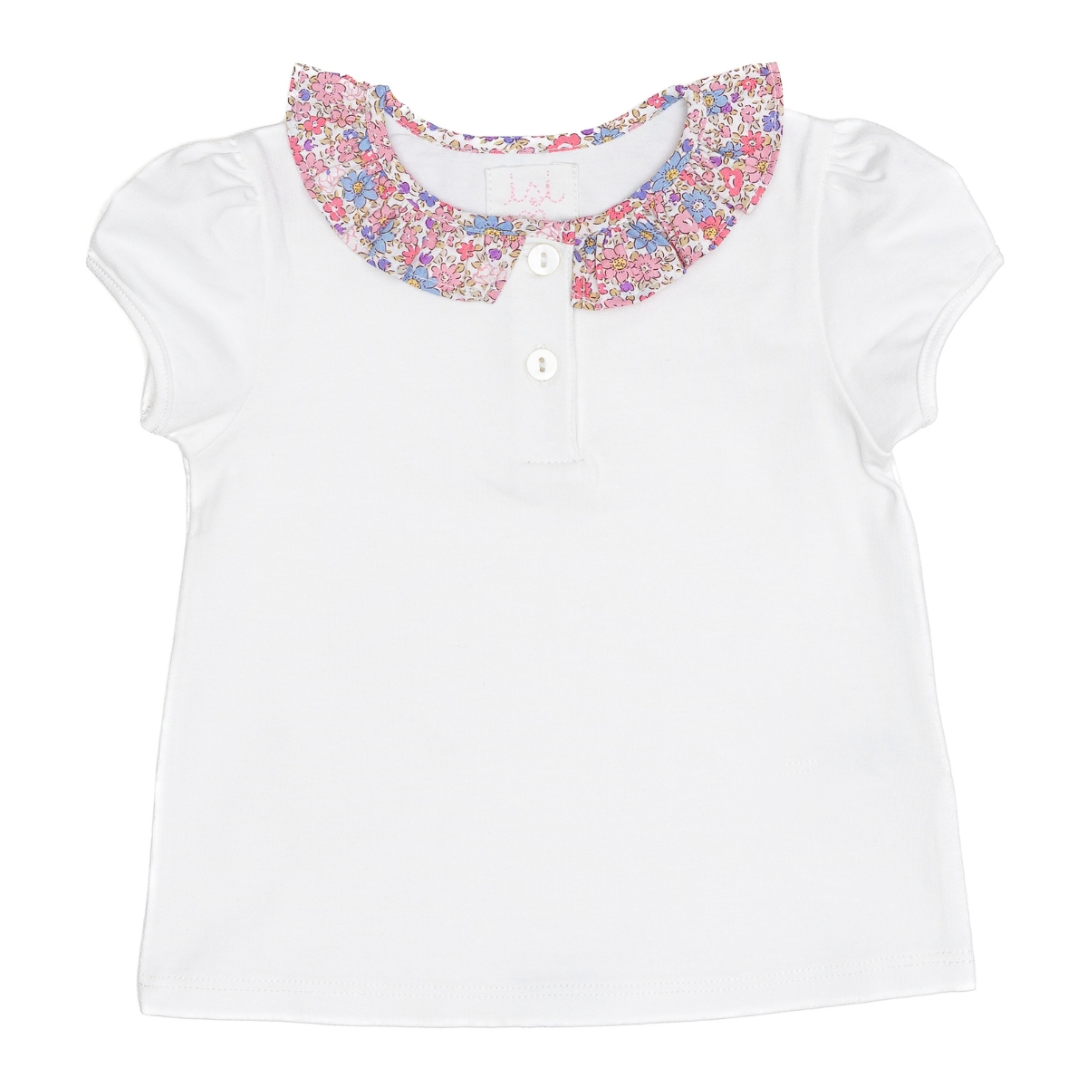 jersey polo with printed collar frill